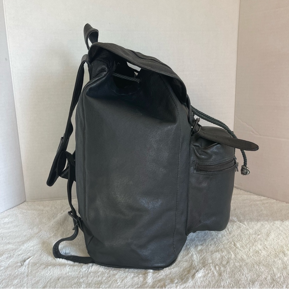 Stylish Black Leather Medium Backpack - Picture 2 of 16